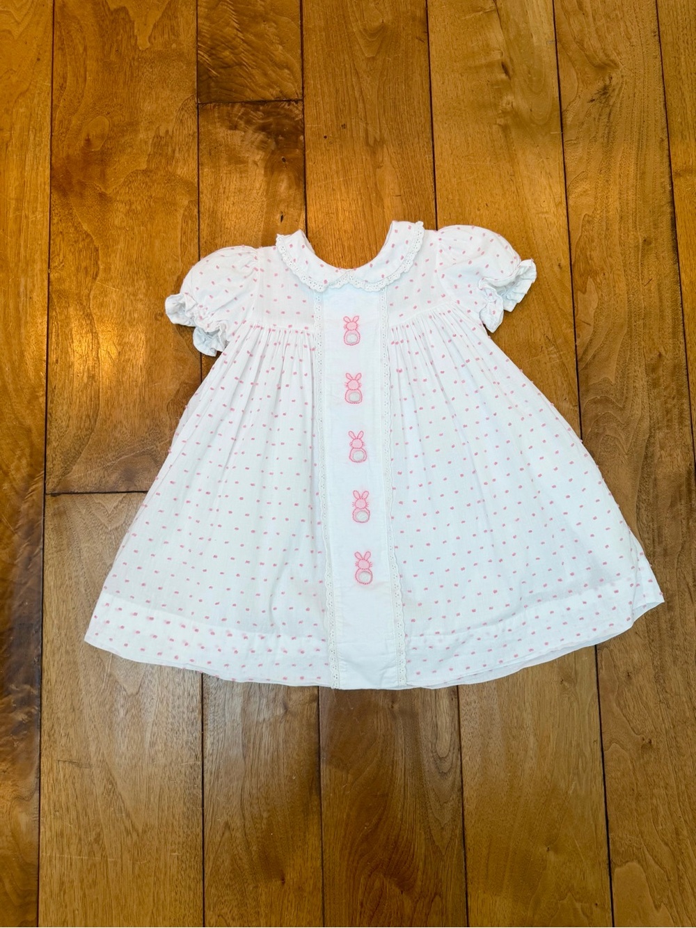 Cecil and Lou Girls 3T Pink Swiss Dot Bunny Easter Dress Fully Lined